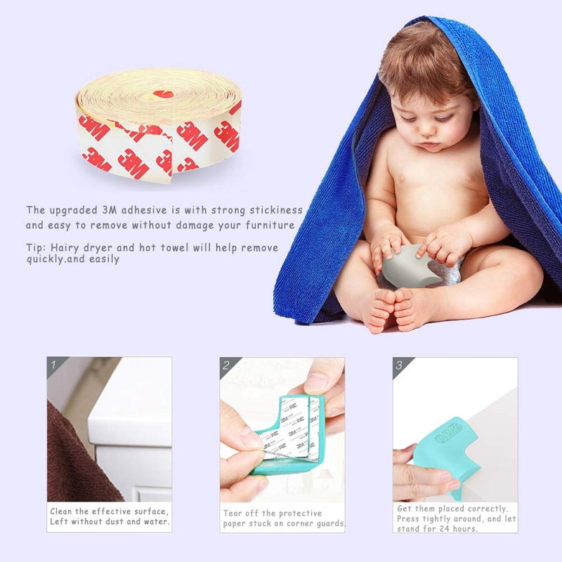 Angloria Food-Graded Silicone Corner Protectors  Baby Proofing Table Edge Guards  Pre-Tapep Adhesive Kids Safety Proof  Cabinets Fireplace Furniture Bumpers (8  Gray) - Image 3